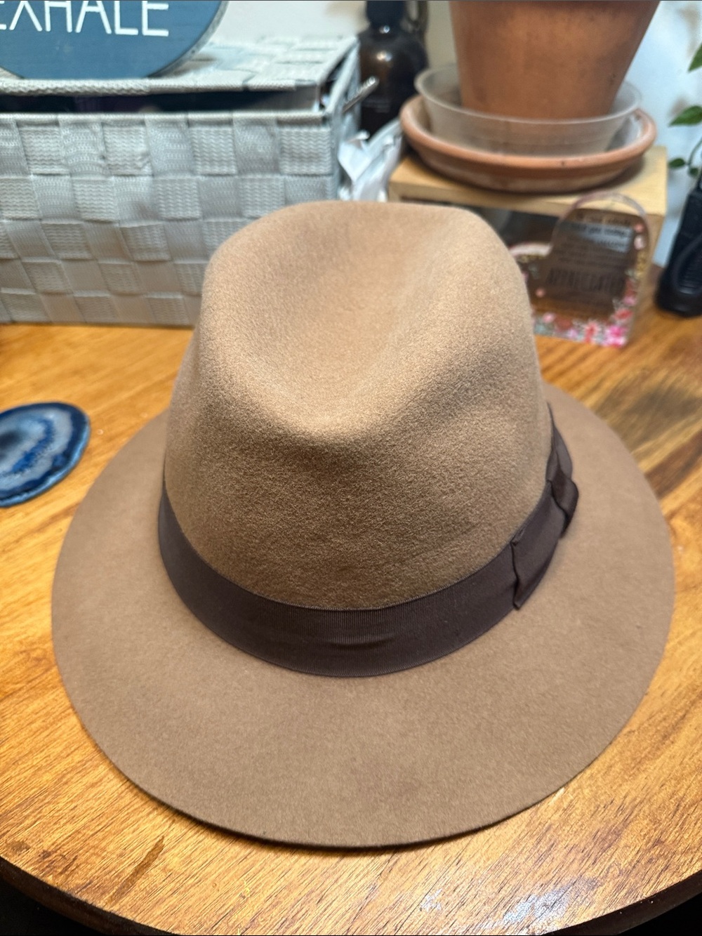 Classic Brown Felt Fedora with Ribbon Band Golden Gate Hat Co.